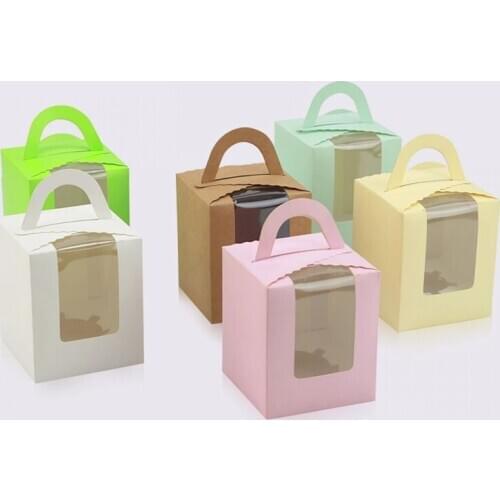 20PCS / 6 color/9.3x9.3x11cm kraft Window Box Packing Gift Boxes with pvc window for Candy/Cake/Soap/Cookie/Cupcake Display Box