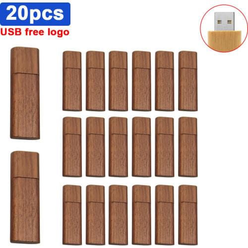 20PCS per lot Free Logo Wooden USB 2.0 wood usb flash drive pendrive 4GB 8GB 16GB 32GB 64GB memory stick wholesale for wedding