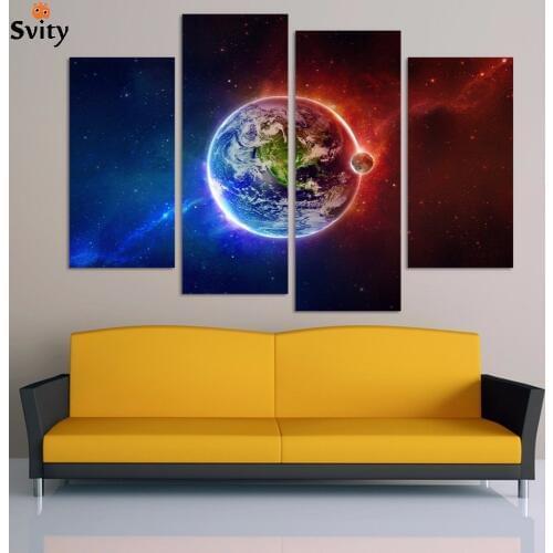 4pcs/set UnFramed Printed Stars universe space Painting on canvas room decoration print poster picture canvas Free shipping