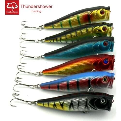 6pcs Popper Fishing Lure 9cm 14g Hard Plasic Laser Popper Lure Floating Fake Lures Pesca Wobblers Isca Artificial Hard Baits