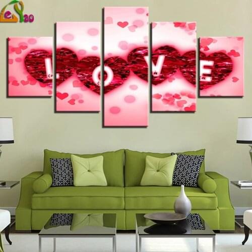5D Diy Diamond Painting For Living Room Large multi-picture Home Decor 5 Pieces Flower Love Sweet Dreams Butterfly embroidery