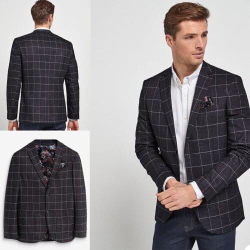 Business Plaid Men Tuxedos Custom Made Check Handsome Suits Jacket Smart Casual Chic Wedding Party Dress Coat 1 Piece