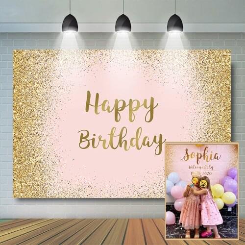 Glitter Gold Birthday Party Decoration For Customize Backdrop Baby Shower Festival Cake Smash Wedding Profession Background