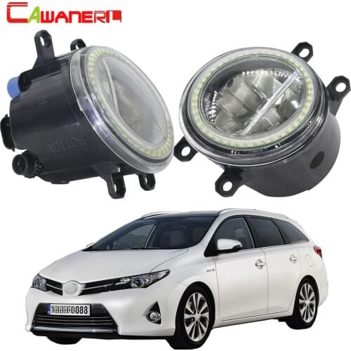Cawanerl For Toyota Auris 2012 2013 2014 2015 2016 2017 2018 Car 4000LM LED Fog Light + Angel Eye Daytime Running Lamp H11 12V