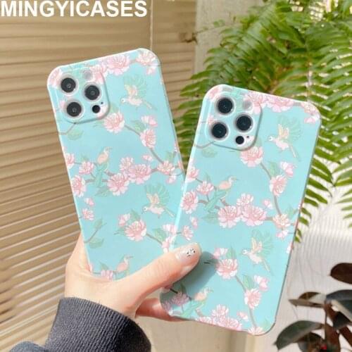 For Iphone 12 Pro Max Case Silicon Cases for Iphone 7 8 Plus 11 Pro Max 12 Mini Xr Xs Max X SE 2020 Soft TPU Retro Flower Cover