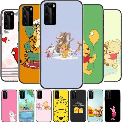 Winnie Bear Heart Phone Case For Huawei P40 p30 P20 10 9 8 Lite E Pro Plus Black Etui Coque Painting Hoesjes comic fas