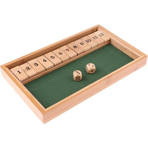Wood Deluxe 1-12 Number Shut the Box Dice Board Game Toy for Kids Adult Men Women Indoor Pub Club KTV Drinking Games