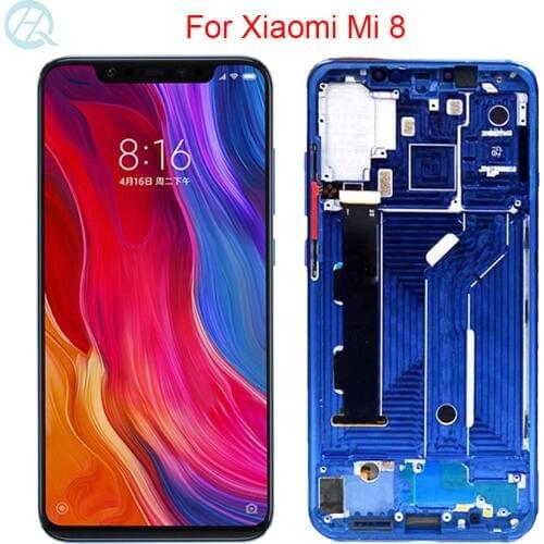 Original AMOLED For Xiaomi Mi 8 LCD With Frame 6.21" Mi 8 Display Touch Screen Digitizer Glass Assembly Replacement LCD Screen
