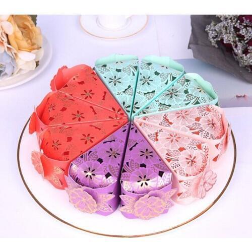 Candy cookie box bag chocolate paper gift package for Wedding Party favor Decor supplies DIY hollow out flower cake shaped