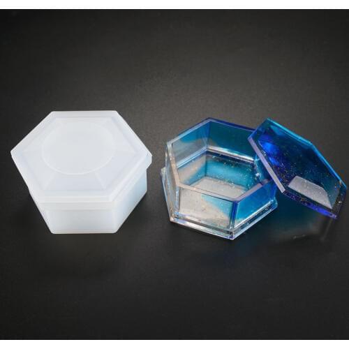 Jewelry Resin Molds DIY Hexagon Storage Box Mold Crystal Epoxy Plum-shaped Silicone Mould For Jewelry Accessories