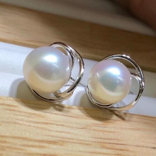 New 925 Sterling Silver Earrings Findings Mountings Settings Jewelry Parts Fittings for Pearls Coral Jade Agate Stones