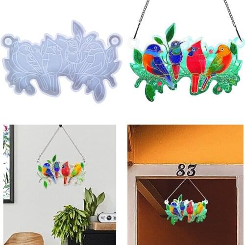 Epoxy Resin Mould Bird Listing Silicone Decorative Mould DIY for Furniture Decoration House Plate Window Listing Molds, Gift