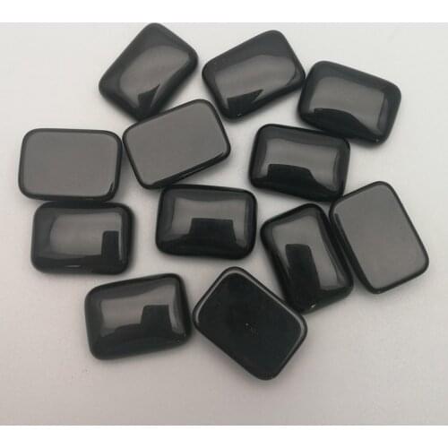 25x18MM Rectangle Black Onyx Nature Stone cab cabochon for jewelry making beads Free shipping no hole Wholesale 12Pcs/lot