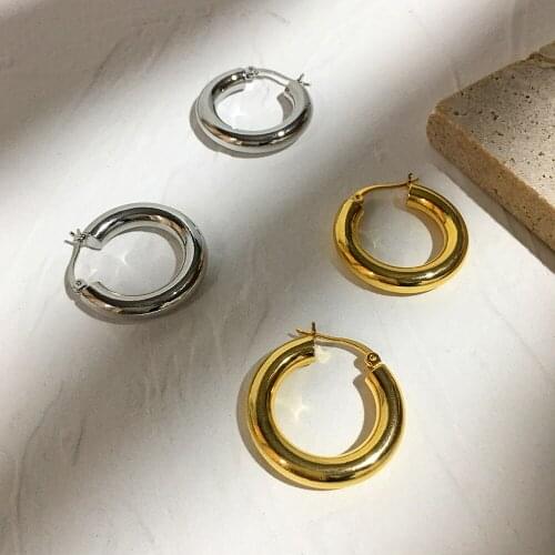 Monlansher Classic Geometric Round Hoop Earrings Gold Silver Color Copper Alloy Earrings for Women Minimalist Earrings Jewelry