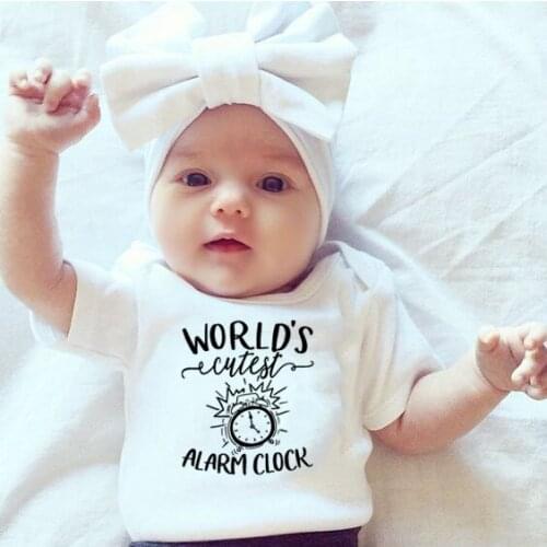 Worlds Cutest Alarm Clock Baby Bodysuit Toddler baby jumpsuit Worlds Cutest baby Shirt Funny Baby outfits