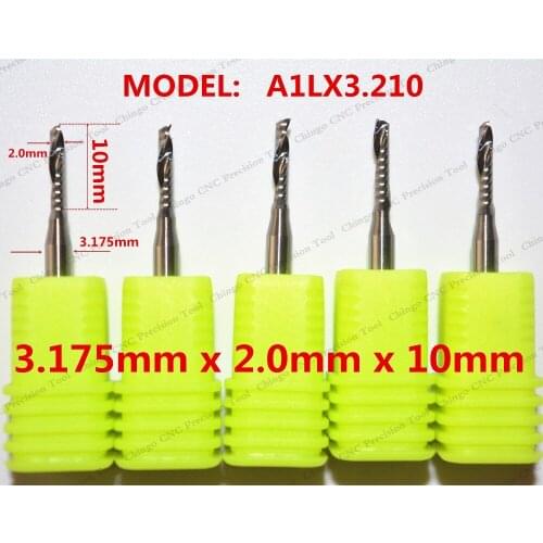 3.175mm*2.0mm*10mm-10PCS,CNC wood tool,Solid carbide End Mill,woodworking insert router bit,1 flute end mill,MDF,PVC,Acrylic