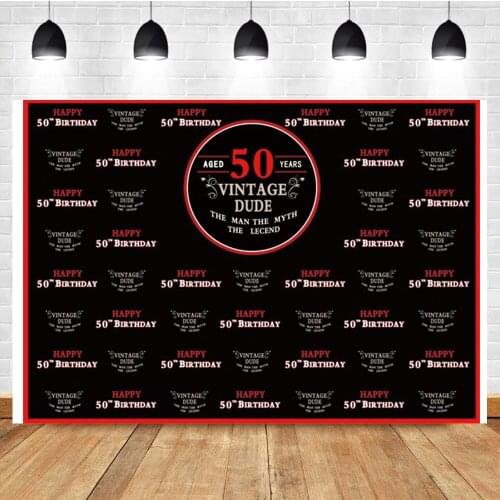 Laeacco 50th Birthday Banner Portrait Vintage Custom Photo Photography Background Photographic Backdrop For Photo Studio