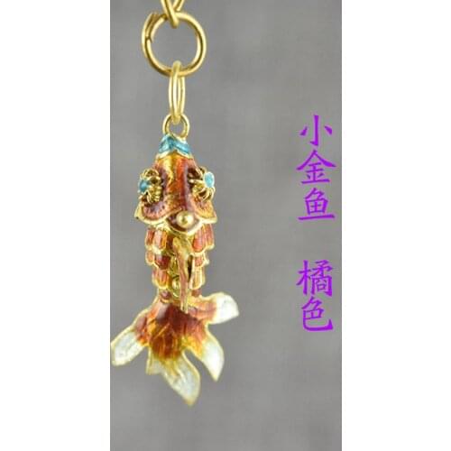 Small Swing Vivid Enamel Colorful Fish Keychain Keyring Cloisonne Filigree Cute Animal Goldfish Charms Key Holder for Women