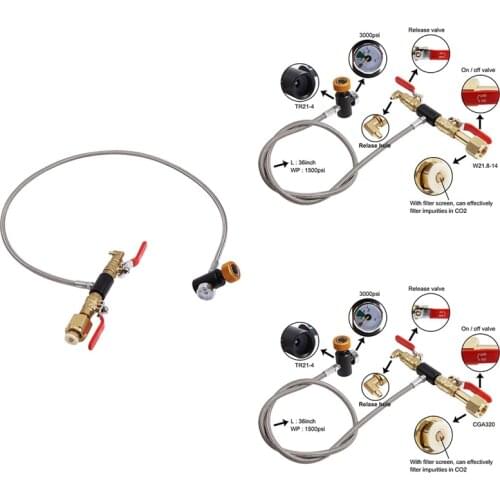 Upgrade CO2 Cylinder Refill Adapter Hose, CO2 Refill Station Connector Kit for Filling Soda Maker (36 Inch)