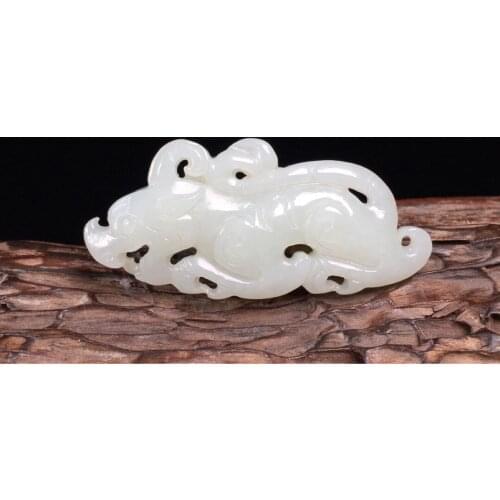 Natural hetian white jade pendant hollow handcarved lucky jade pendants necklace jade gift necklaces jade jewelry sweater chain