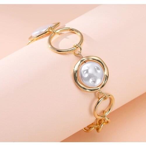 ORNAPEADIA New Baroque Pearl Chain Bracelet for Women Female Jewelry Niche Gold Plated Adjustable Bracelet Jewelry Wholesale