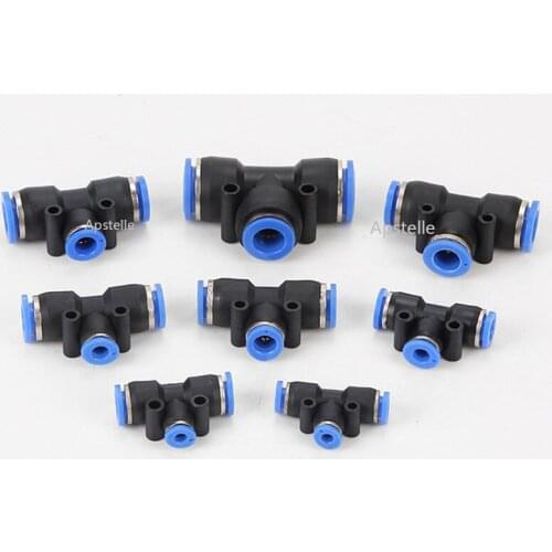 PQB Tee Pneumatic Quick Fittings Connector 4mm 6mm 8mm 10mm 12mm 16mm Change Diameter Joint Quick Couplings Air Compressor