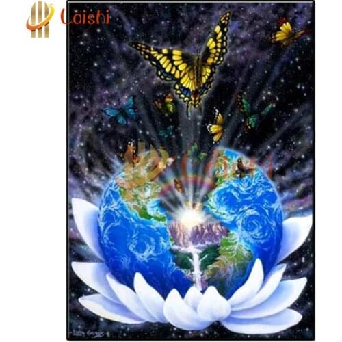 Full Square round Diamond Creative art, the butterfly breaking through the earth DIY Diamond Painting diamond Mosaic Home Decor