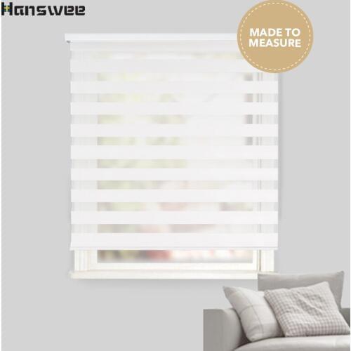 LUIWENN Free Shipping Translucent White Zebra Blinds with front Valance Double-layer High Quality Horizontal Day Night Blinds