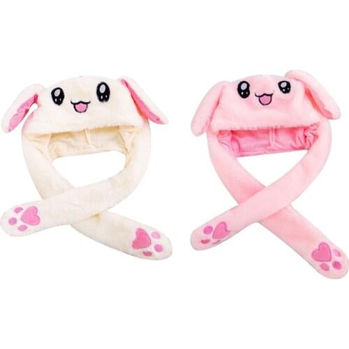Shiny Rabbit Ear Hat Ears Movable Hat Glow Rabbit Ears Cap Plush Airbag Hats Caps Cute Hat for Girl Gift