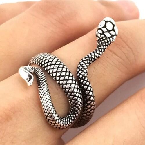 European Vintage Punk Exaggerated Spirit Snake Ring Fashion Personality Stereoscopic Opening Adjustable Ring