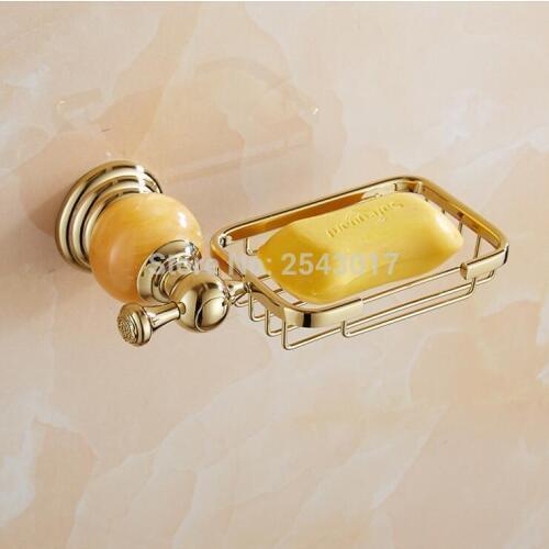 Top Grade Jade Golden Soap Holder Wall Mount Bathroom Accessories Shower Soap Basket ZR2622