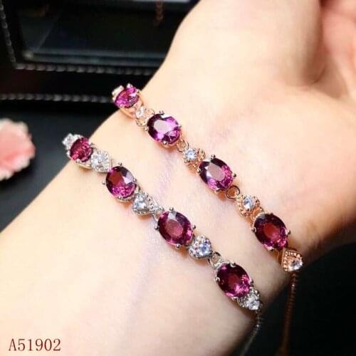KJJEAXCMY boutique jewelry 925 pure silver inlaid Natural Garnet Bracelet support test