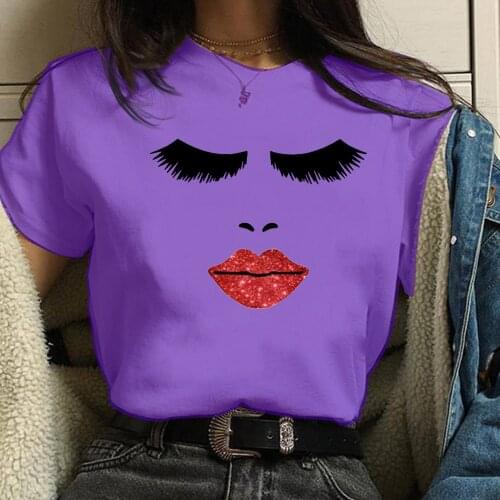 Cartoon 2021 Women Casual Harajuku Fashion T-shirt Print O-neck Short Sleeve Elastic Stretched Tee Shirt TX00336