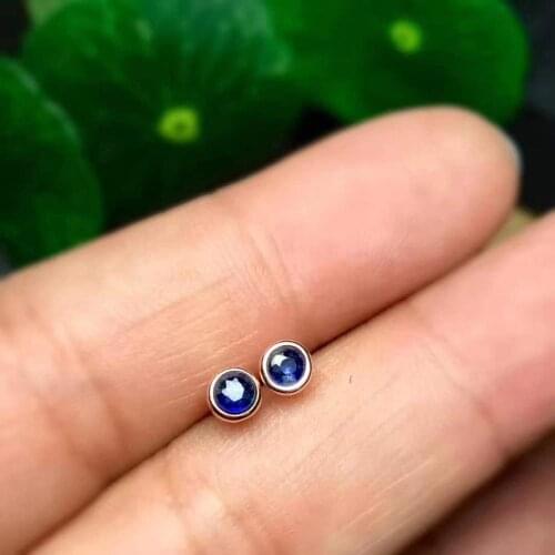 High quality natural sapphire earrings s925 sterling silver jewelry women Natural blue gems