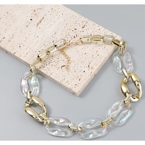 GSOLD Geometric Exaggerated Hip-Hop CCB Thick Chain Punk Alloy Acrylic Short Choker Fashion Rock Party Necklace Jewelry Women