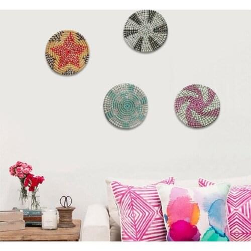 Woven Basket Wall Decor Wall Art Seagrass Decorative Bowl Tray for Boho Bedroom