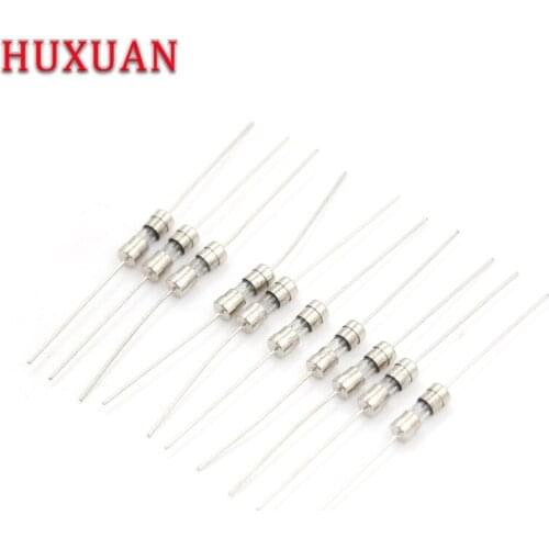 10Pcs 250V 1A/2A/3.15A Slow Axial Fuse Glass Tube with Lead Wire 1000mA/2000mA/3150mA Slow Fuse 3.6x10mm Hot Sale