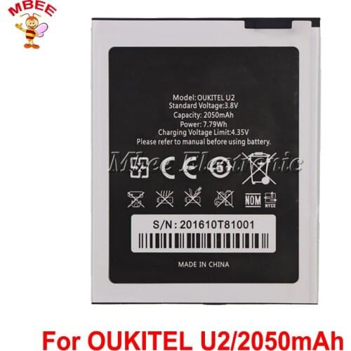 10PCS/LOT For Oukitel U2 Battery High Quality 2050mAh Batterie Bateria Accumulator AKKU