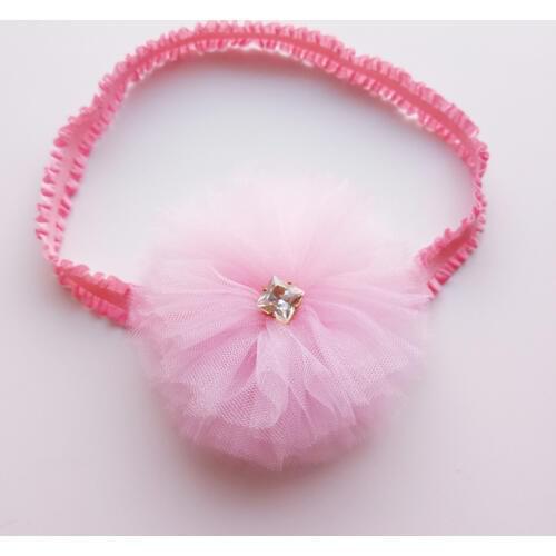 10pcs/lot Pink Floral Hairbands Square Crystal Cental Kids Headbands Kawaii Girls Lovely Hairbands Girls Elastic Pink Bands