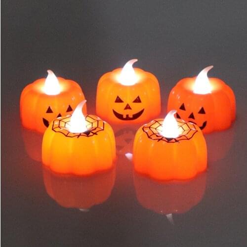 12pcs Pumpkin Candle Light Halloween Party Supplies LED Lights Lantern Lamp Ornaments Props Halloween Decorations for Home