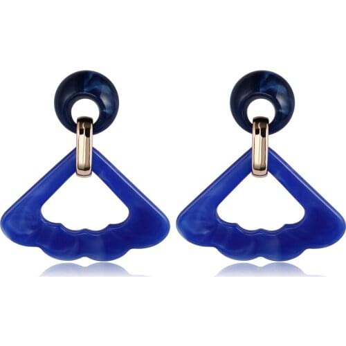 2021 Fashion Jewelry Beautiful Bride Wedding Resin Fan-shaped Earrings Charm Jewelry Alloy Earrings for Women