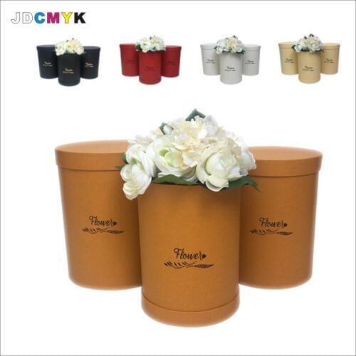 3pcs/set Special paper Hot stamping round florist packing flower gift box,Valentines gift packing wedding party decoration box