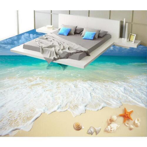 Custom photo floor wallpaper 3d beach floor 3D wall murals wallpaper floor Home Decoration 3d floor wallpapers