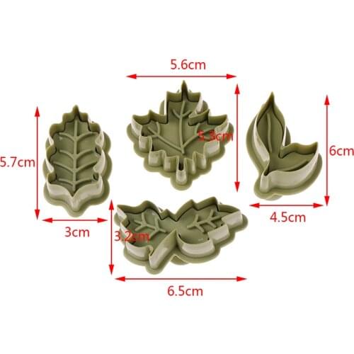 4Pcs/set BakewareCake Tools DIY bake mold leaf shape plastic cookie cutter biscuit molds tool 2020 Kitchen Gadgets