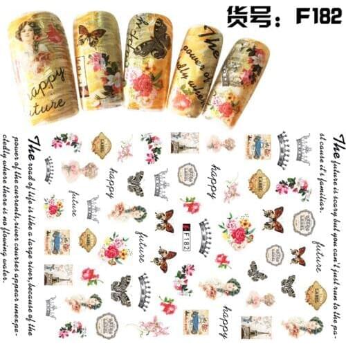 5 sheets Mixed design thin adhesive beauty summer nail decals Nail Art decorations Stickers nail supplies tool F180-184