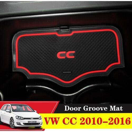 5pcs Anti-slip Non-slip Cup Door Groove Mats Holder Stickers Gate Slot Pad For VW CC 2010 2011 2012 2013 2014 2015 2016 Styling