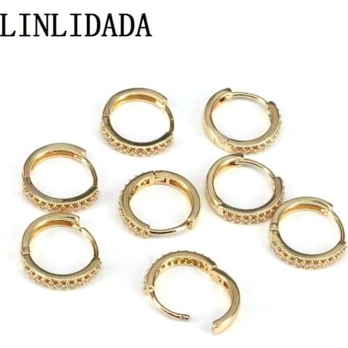 6Pairs Gold Color Brass Hoop Huggies Earrings Small CZ Circle Hoops Statement Earrings Women Girls Simple Metal Jewelry