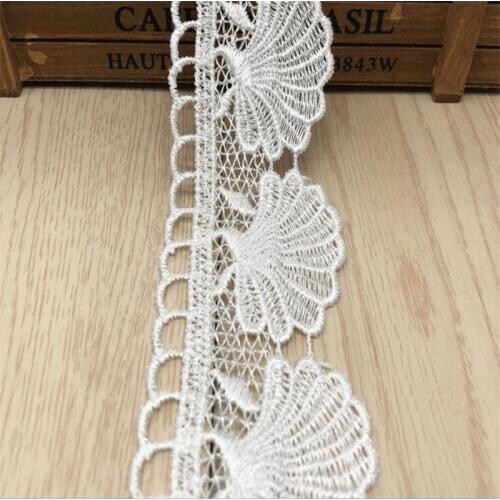 White/black Embroidered Lace Fabric Trim Ribbon Wedding Decor DIY Garment Sewing Accessories
