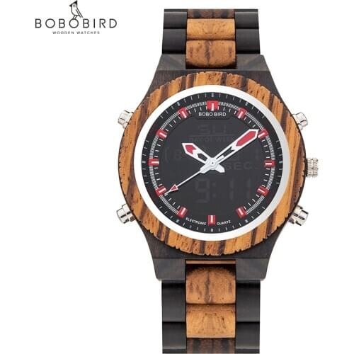BOBO BIRD Luxury Men Multinational Digital Wood Wrist Watches Night Light and Week Display relogio masculino Timepieces