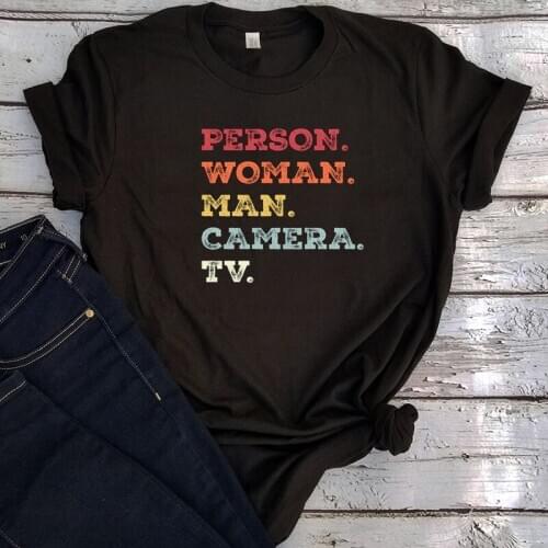 Person Woman Man Camera TV Shirt Graphic Tees Trump 2020 Clothes Plus Women Trumps Crazy Cognitive Test Tshirt Streetwear